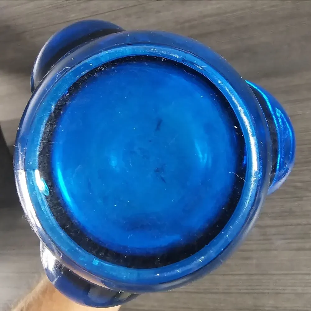 Viking Art Glass Epic Line Drape Bluenique Blue Swung Glass 15
